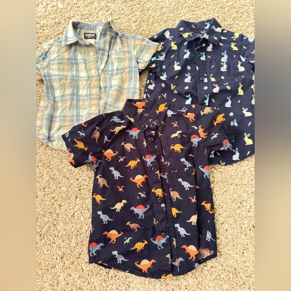 The Children's Place Dinosaur and Bunny Button Down Shirts - Multicolor
